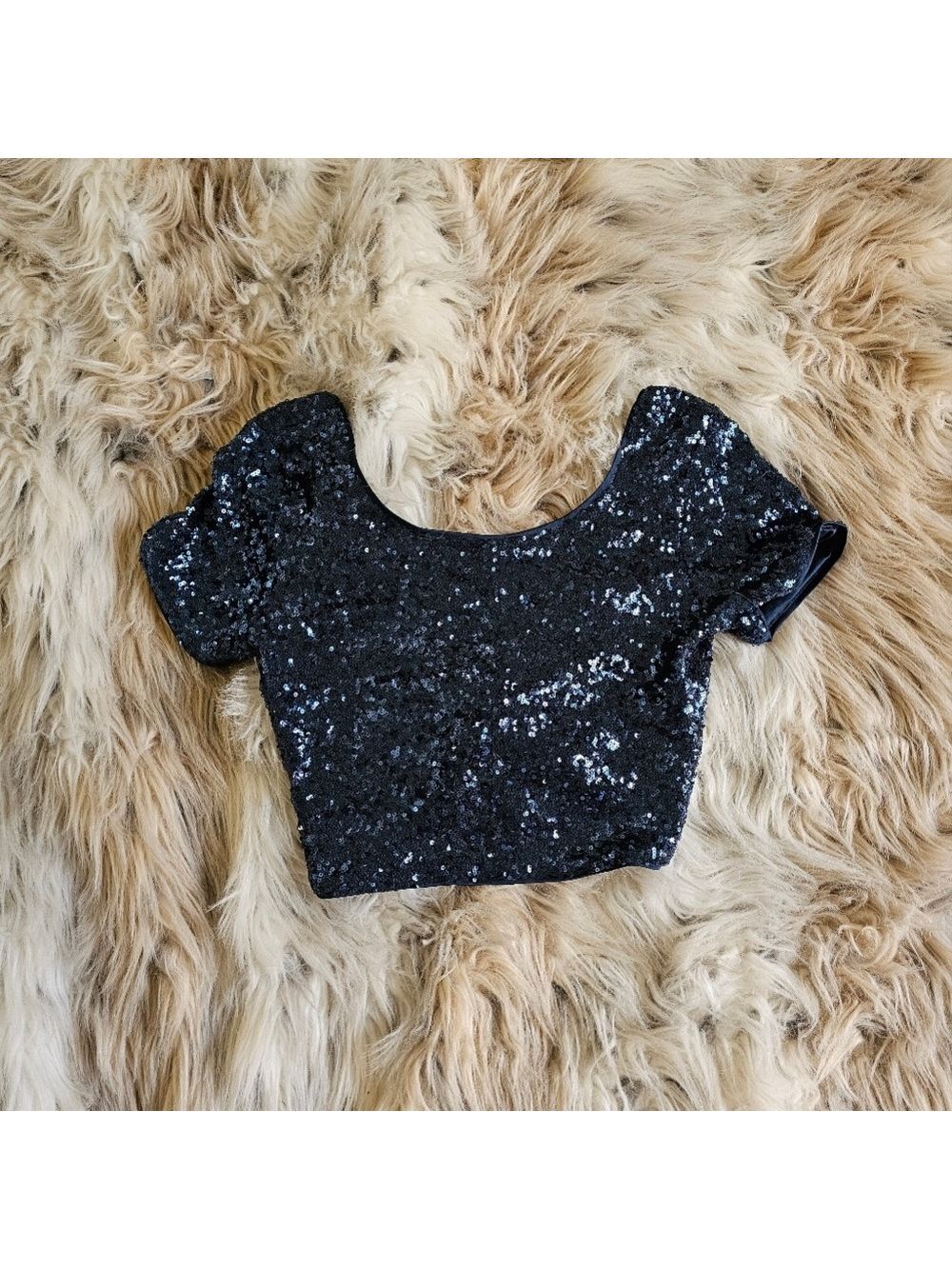 Sequin Crop Top Blue